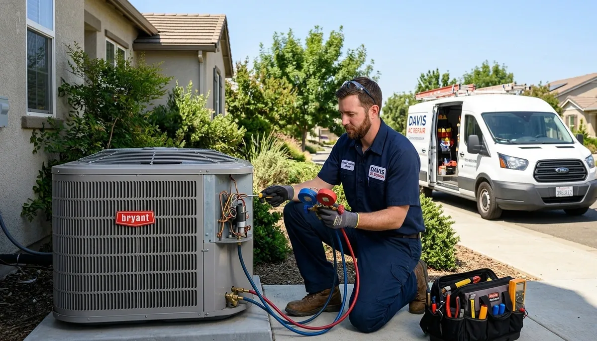 HVAC technician performing residential AC repair in Sacramento CA for acsacramentoca.com